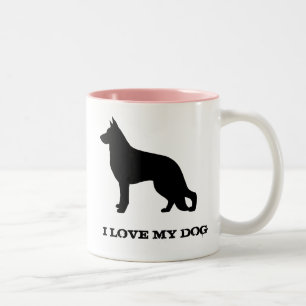 German Shepherd Dog Silhouette Custom Two-Tone Coffee Mug