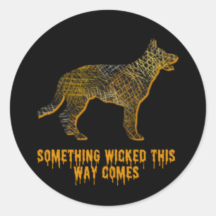 German Shepherd Dog Silhouette Fun Halloween Classic Round Sticker