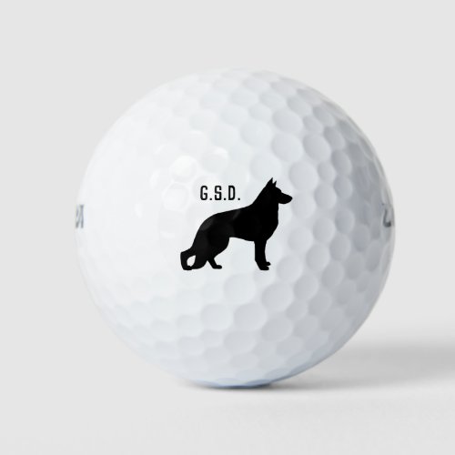 German Shepherd Dog Silhouette Golf Balls