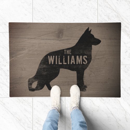 German Shepherd Dog Silhouette GSD Personalized Doormat