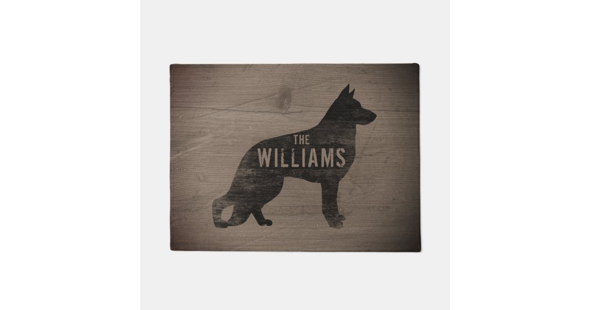 German Shepherd Dog Silhouette Gsd Personalized Doormat Zazzle Com