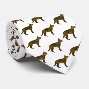 German Shepherd Dog Silhouette Halloween Whte Neck Tie