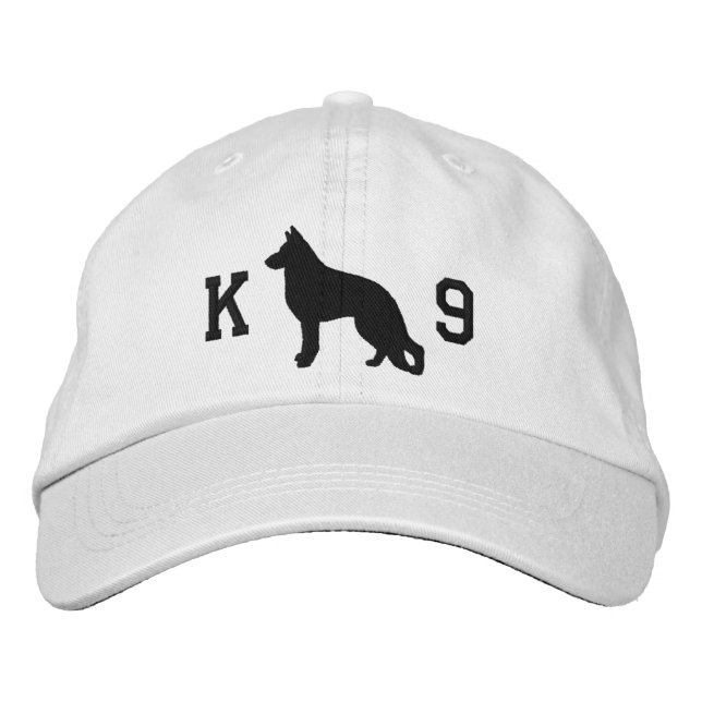 German Shepherd Dog Silhouette K9 Cool GSD Embroidered Baseball Cap (Front)