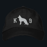 German Shepherd Dog Silhouette K9 GSD Canine Embroidered Baseball Cap<br><div class="desc">Embroidered White German Shepherd Dog silhouette K9 baseball cap. This cool GSD lover’s hat is available in a variety of colors. Embroidered dog silhouette can be customized from black to an assortment of color choices. Show off your love for the breed with the perfect German Shepherd hat. Makes a great...</div>