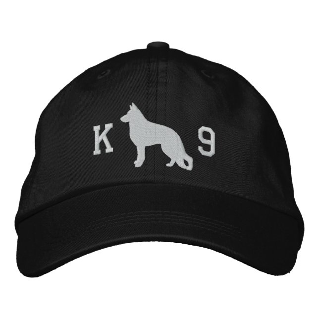 German Shepherd Dog Silhouette K9 GSD Canine Embroidered Baseball Cap (Front)