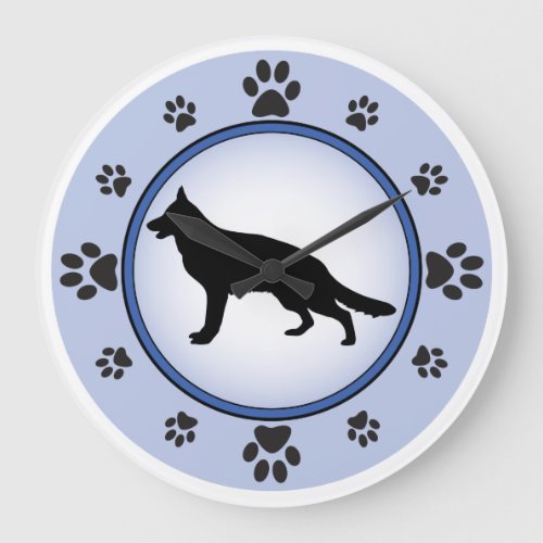 German Shepherd Dog Silhouette Large Clock