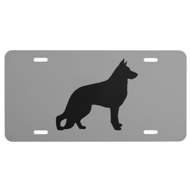 German Shepherd Dog Silhouette License Plate (Front)