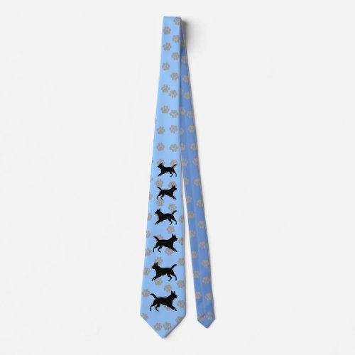 German Shepherd  Dog Silhouette Neck Tie