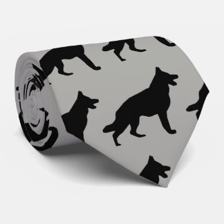 German Shepherd Dog Silhouette Neck Tie