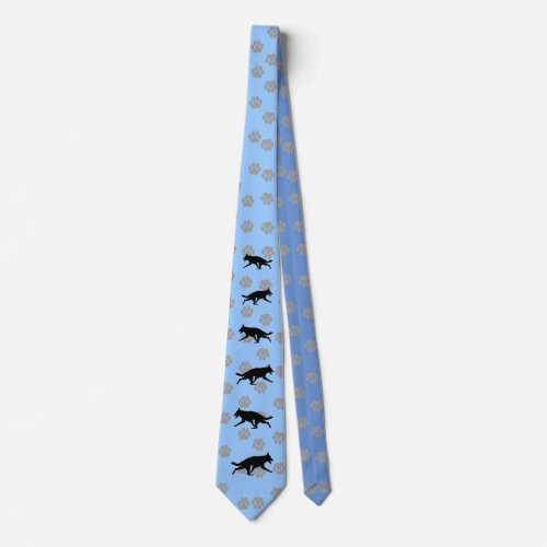 German Shepherd Dog Silhouette Neck Tie