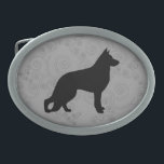 German Shepherd Dog Silhouette Oval Belt Buckle<br><div class="desc"></div>