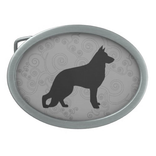 German Shepherd Dog Silhouette Oval Belt Buckle