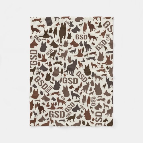 German Shepherd Dog Silhouette Pattern Fleece Blanket