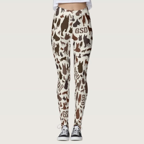 German Shepherd Dog Silhouette Pattern Leggings