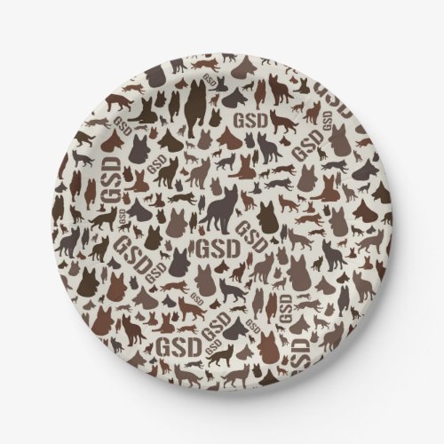 German Shepherd Dog Silhouette Pattern Paper Plates