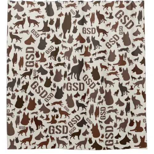 German Shepherd Dog Silhouette Pattern Shower Curtain