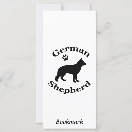 German Shepherd dog silhouette paw print bookmark