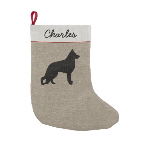 German Shepherd Dog Silhouette Personalized K_9 Small Christmas Stocking