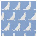 German Shepherd Dog Silhouette Pet Light Blue Fabric