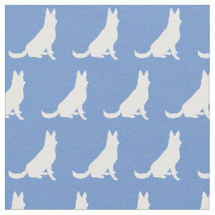 German Shepherd Dog Silhouette Pet Light Blue Fabric