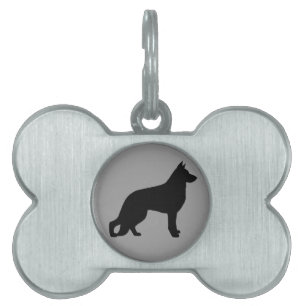 German Shepherd Dog Silhouette Pet Name Tag