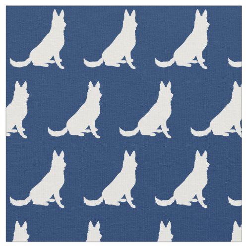German Shepherd Dog Silhouette Pet Navy Blue Fabric