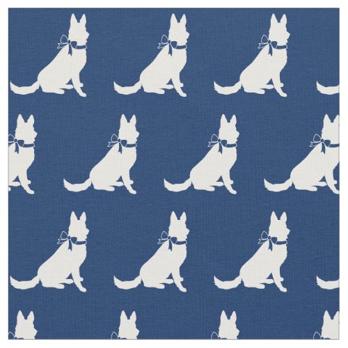 German Shepherd Dog Silhouette Pet Navy Blue Fabric