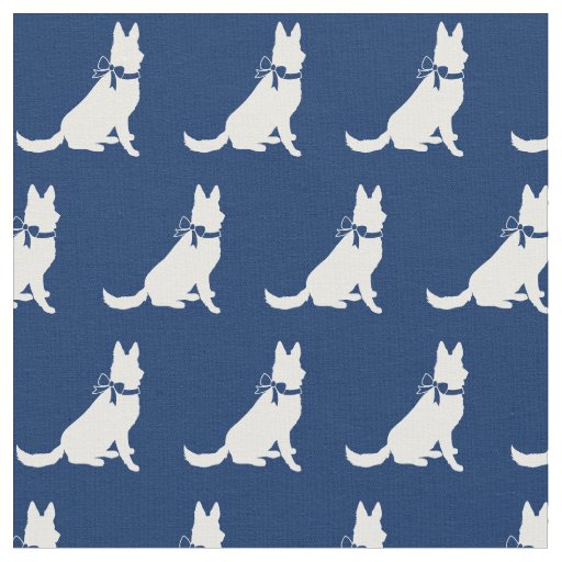 German Shepherd Dog Silhouette Pet Navy Blue Fabric