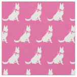 German Shepherd Dog Silhouette Pet Pink Fabric