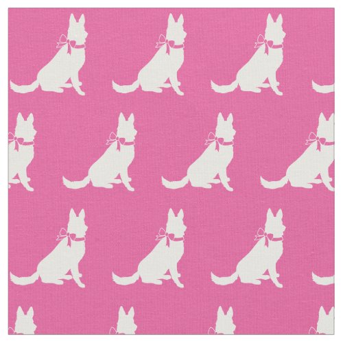 German Shepherd Dog Silhouette Pet Pink Fabric