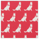 German Shepherd Dog Silhouette Pet Red Fabric