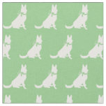 German Shepherd Dog Silhouette Pet Sage Green Fabric