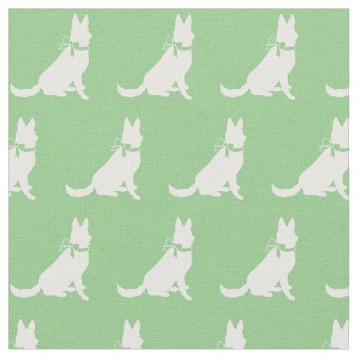 German Shepherd Dog Silhouette Pet Sage Green Fabric