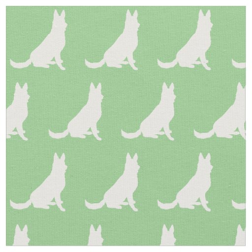 German Shepherd Dog Silhouette Pet Sage Green Fabric