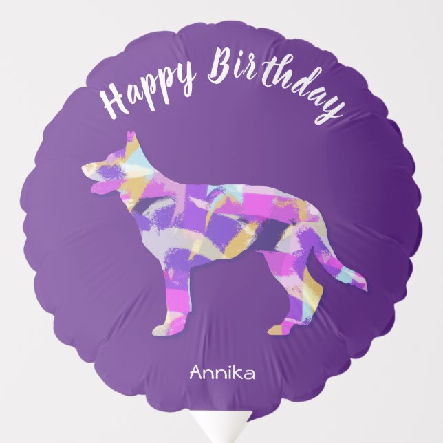 German Shepherd Dog Silhouette PPY&B Birthday Balloon (Front)