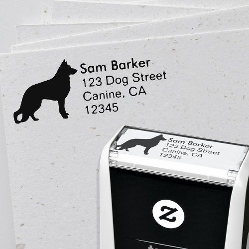 German Shepherd Dog Silhouette Return Address Self_inking Stamp