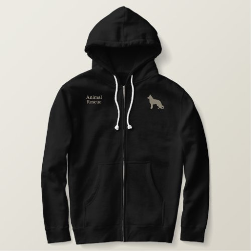 German Shepherd Dog Silhouette with Custom Text Embroidered Hoodie