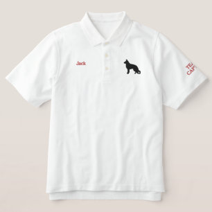 German Shepherd Dog Silhouette with Custom Text Embroidered Polo Shirt