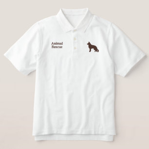German Shepherd Dog Silhouette with Custom Text Embroidered Polo Shirt