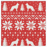German Shepherd Dog Silhouettes Christmas Holiday Fabric