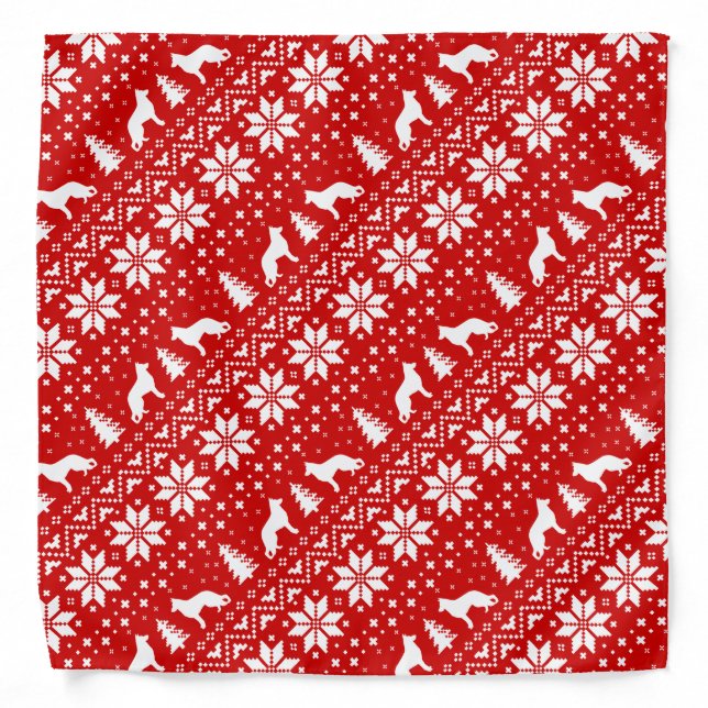 German Shepherd Dog Silhouettes Christmas Pattern Bandana (Front)