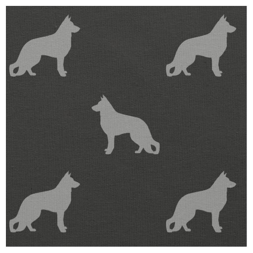 German Shepherd Dog Silhouettes Pattern Fabric