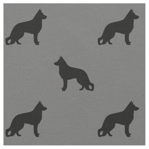 German Shepherd Dog Silhouettes Pattern Fabric