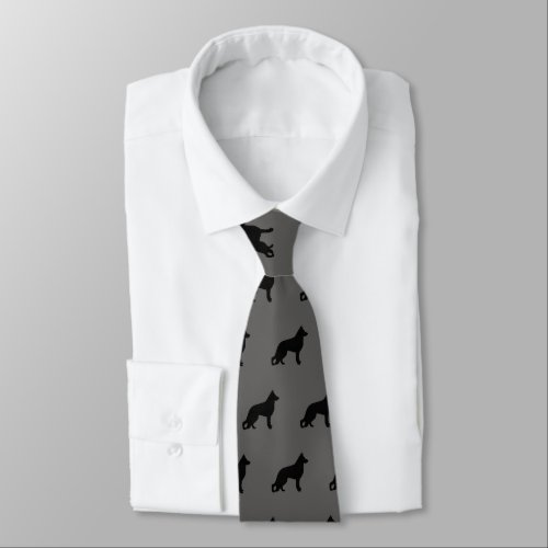 German Shepherd Dog Silhouettes Pattern Neck Tie