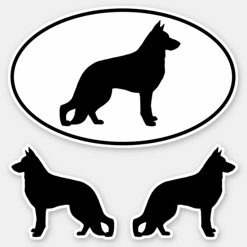 German Shepherd Dog Silhouettes Vinyl Sticker Set