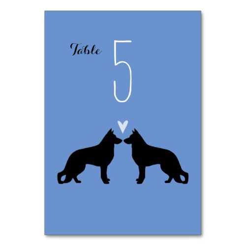 German Shepherd Dog Silhouettes Wedding Table Number