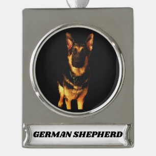 GERMAN SHEPHERD DOG  SILVER PLATED BANNER ORNAMENT