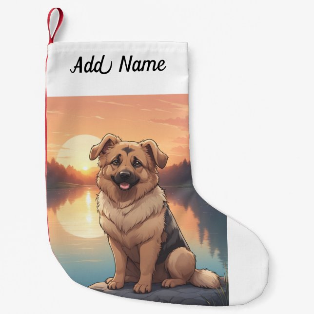 German Shepherd Dog Small Christmas Stocking (Front)