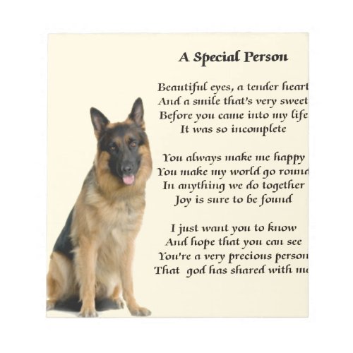 German Shepherd Dog _ Special Person Poem Notepad