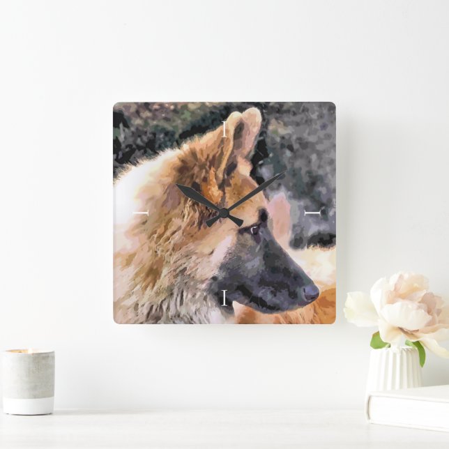 GERMAN SHEPHERD DOG SQUARE WALL CLOCK (Home)